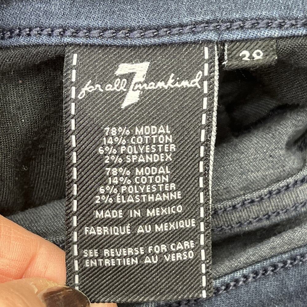 7 For All Mankind Slimmy Jeans Men's 38X29 Blue Denim Dark Wash Straight Stretch - Picture 4 of 13